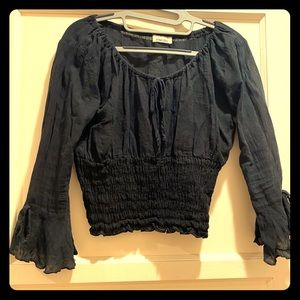 Smocked boho long sleeve blouse